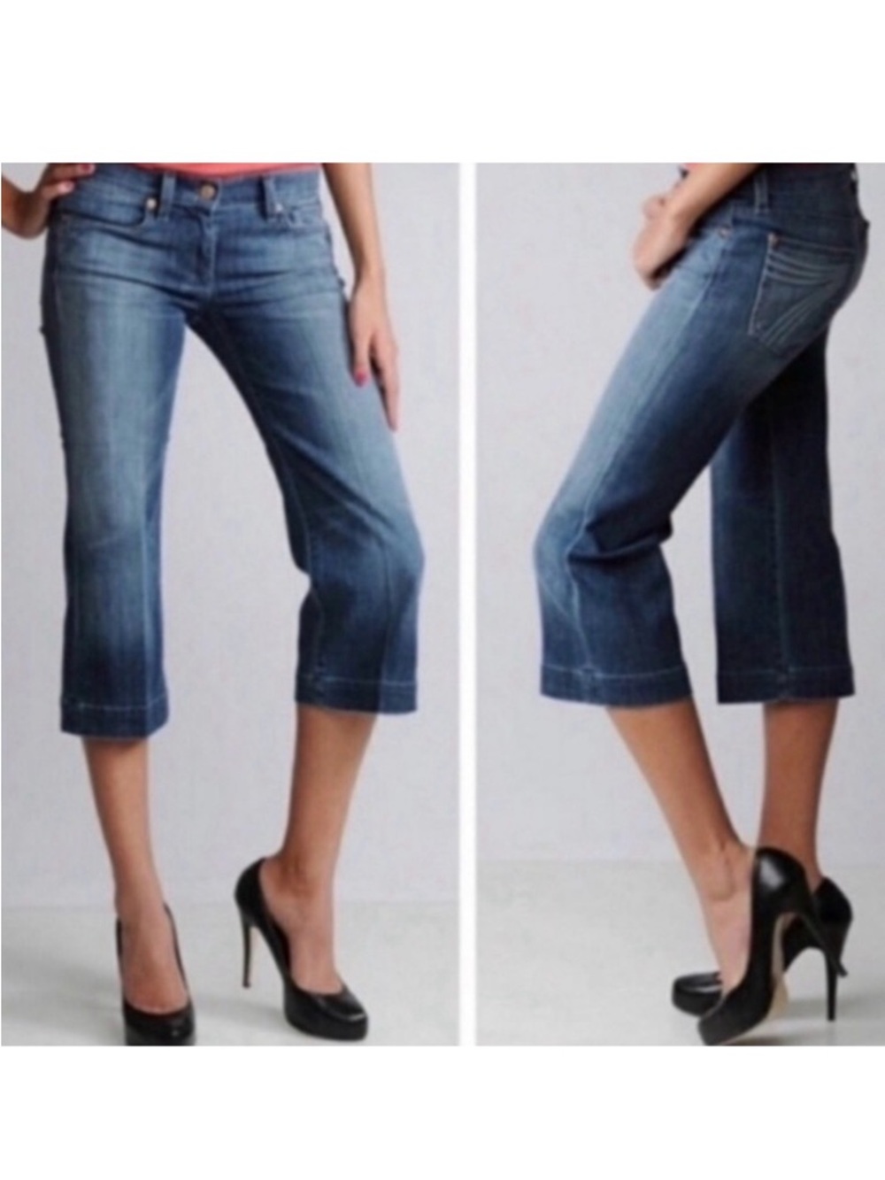7 For All Mankind Dojo Cropped Low Rise Jeans Women’s Size 25 Dark Wash Denim